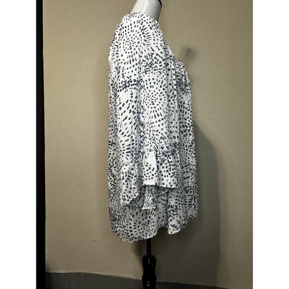 Zac & Rachel Women’s Top Blouse 1X Plus Size Flowy Elastic Neckline Long Sleeve - Picture 3 of 13